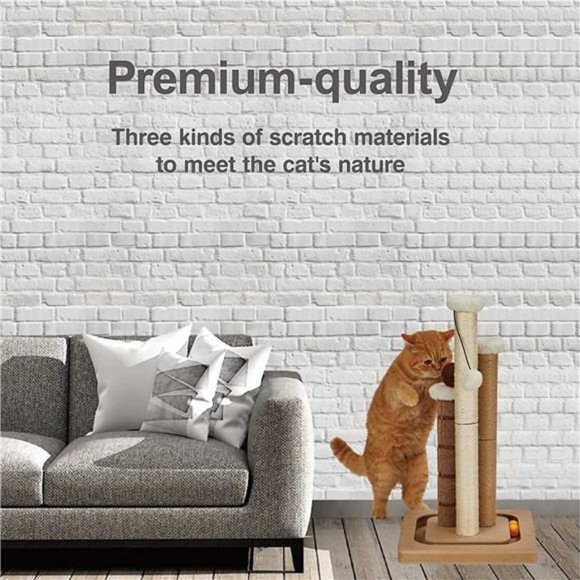 Cat Scratching Post Premium Natural Sisal Jute Carpet 3 Scratch Posts - Picture 7 of 7